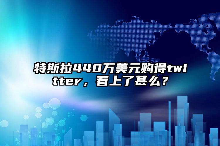 特斯拉440万美元购得twitter，看上了甚么？